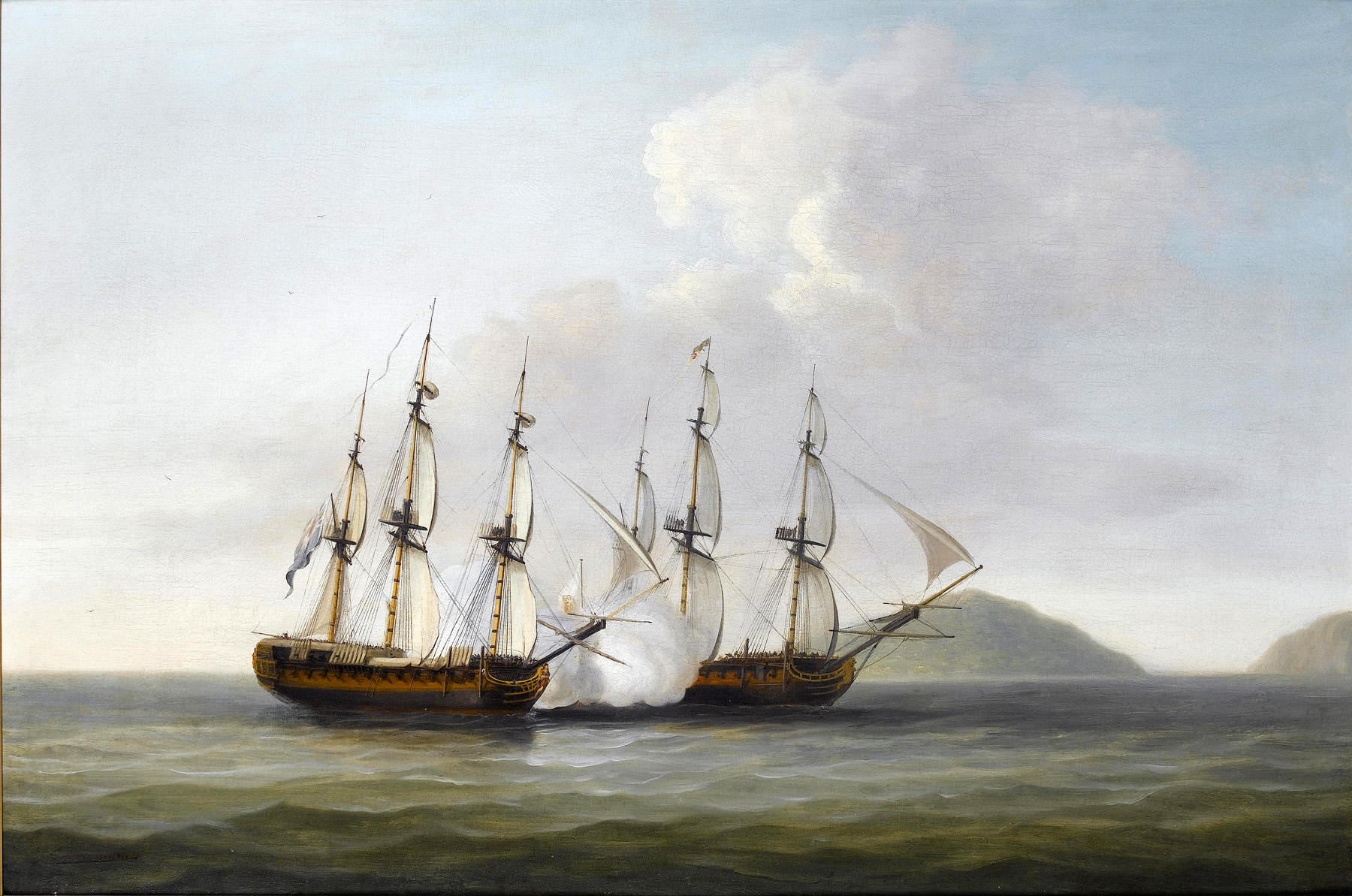 captain george montagu of the pearl engaging santa monica off the azores